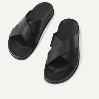 Men's leather sandals isolated on white background